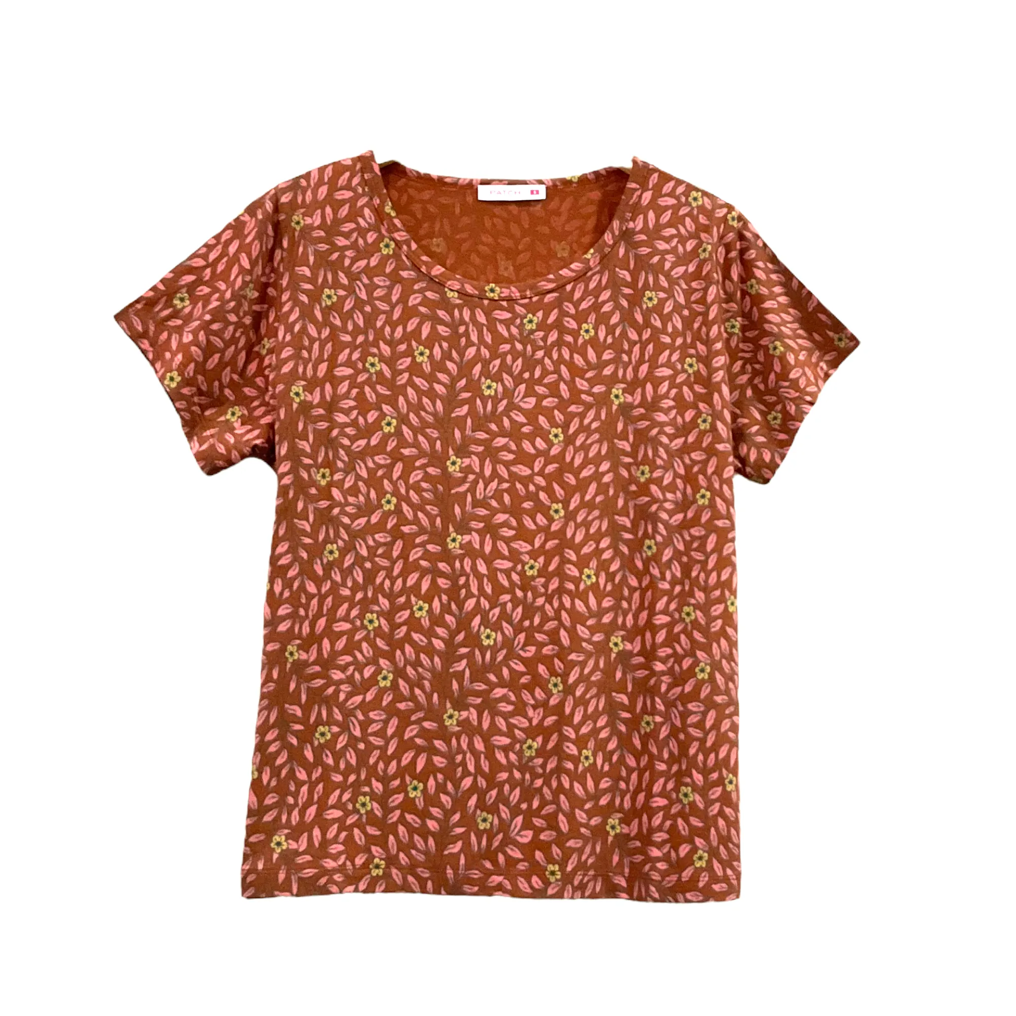 Patch Women Rayon Floral Printed Short Sleeve Round Neck Top