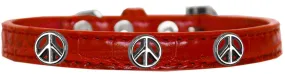 Peace Sign Widget Croc Dog Collar Red Size 10