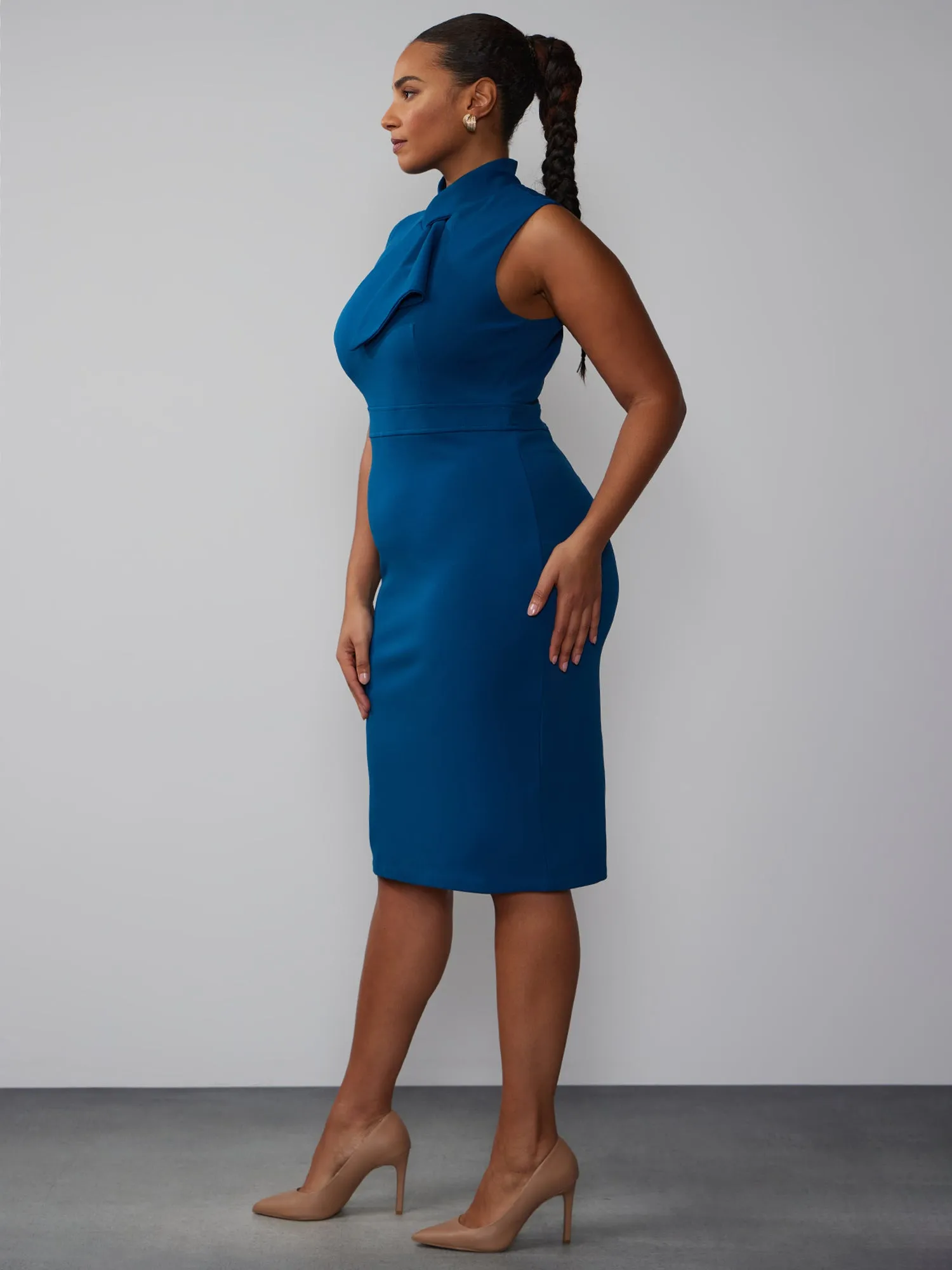 Plus Mock Neck Knot Detail Dress