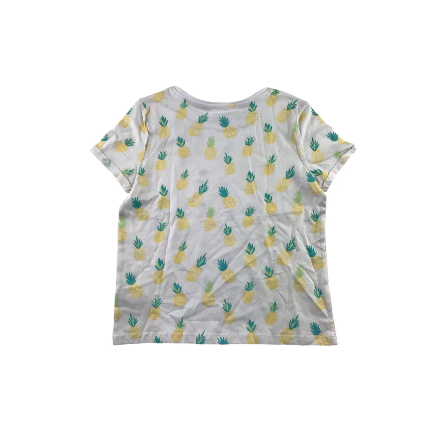 Primark t-shirt 9-10 years white pineapple print short sleeve cotton