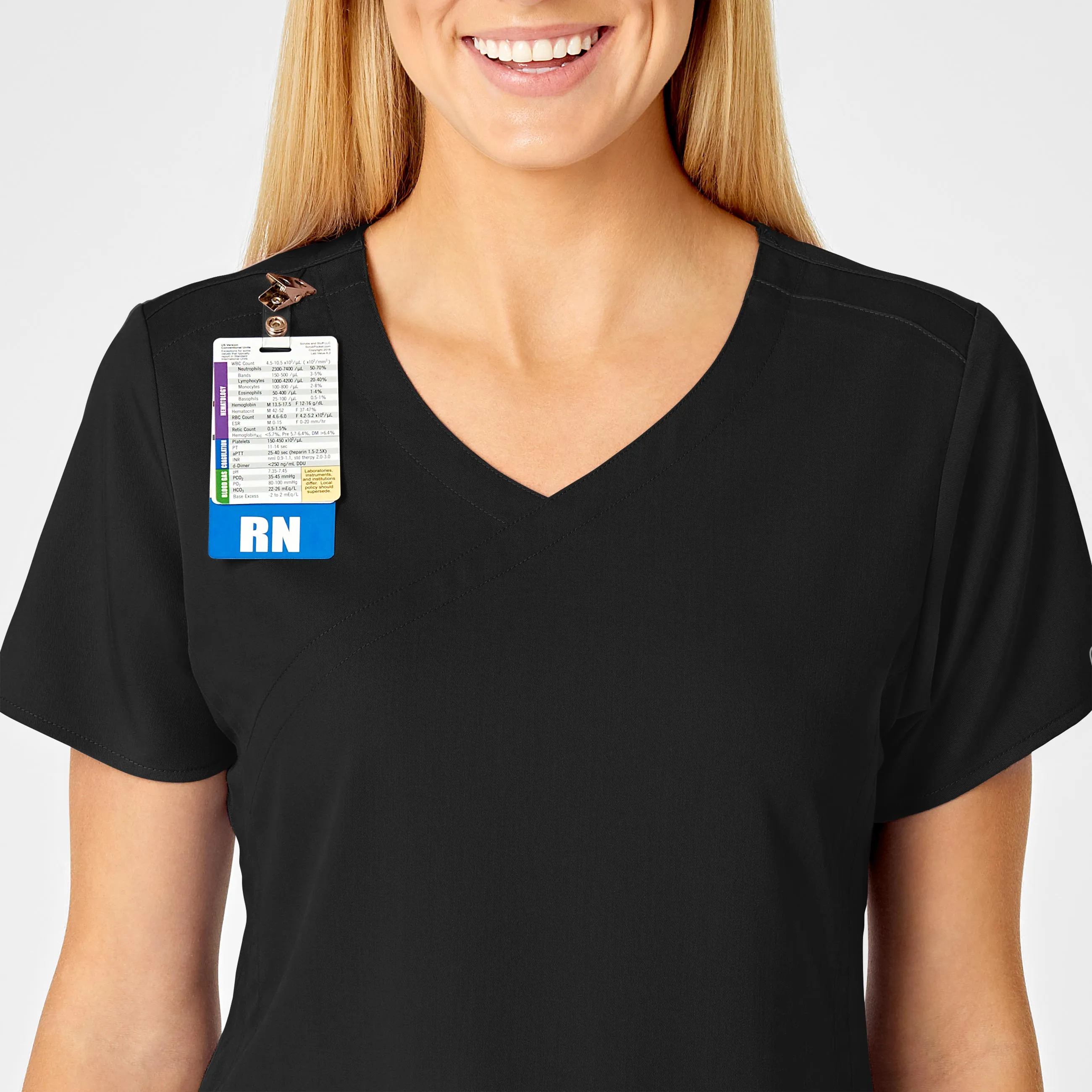 PRO Women's 4 Pocket Wrap Scrub Top - Black