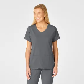 PRO Women's 4 Pocket Wrap Scrub Top - Pewter