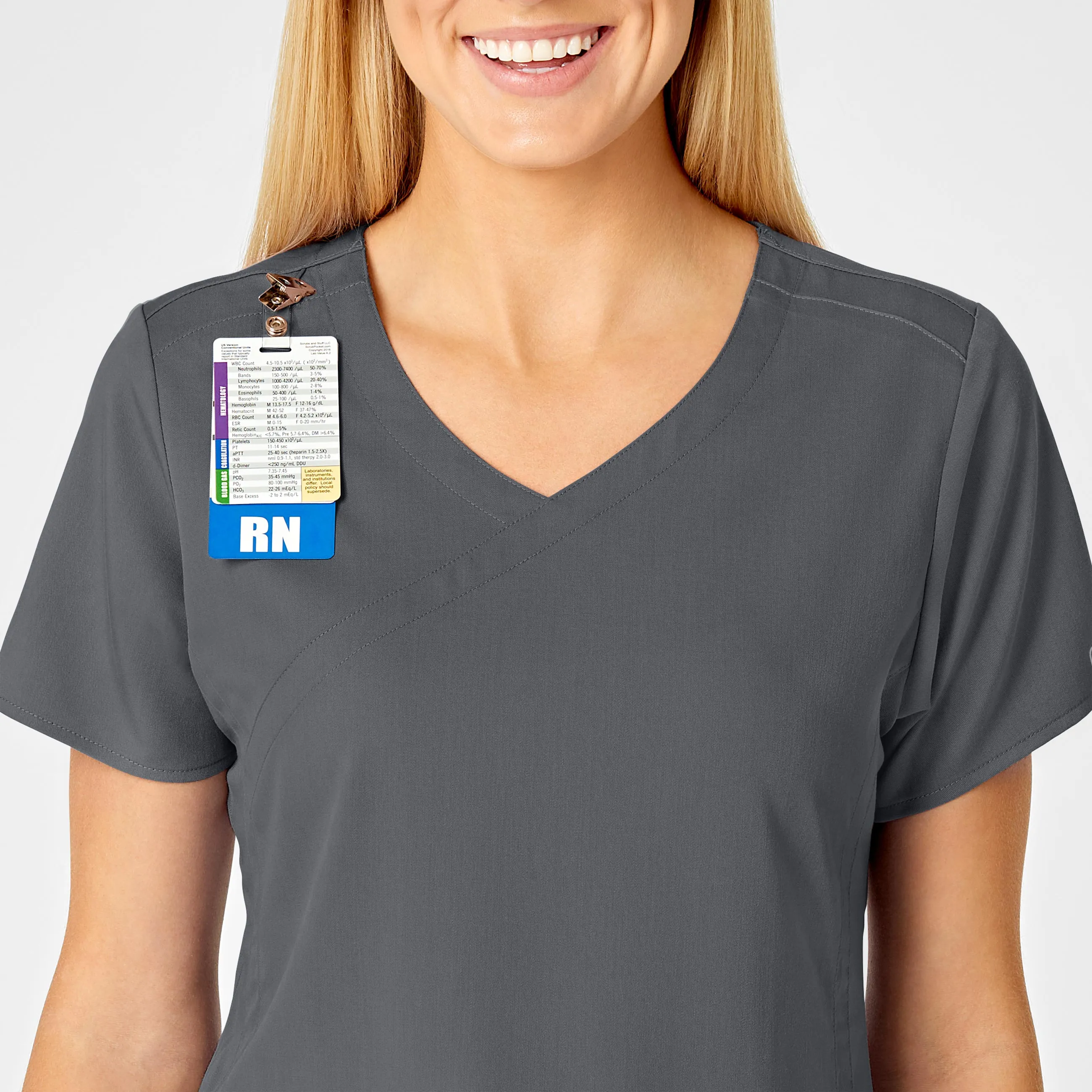 PRO Women's 4 Pocket Wrap Scrub Top - Pewter