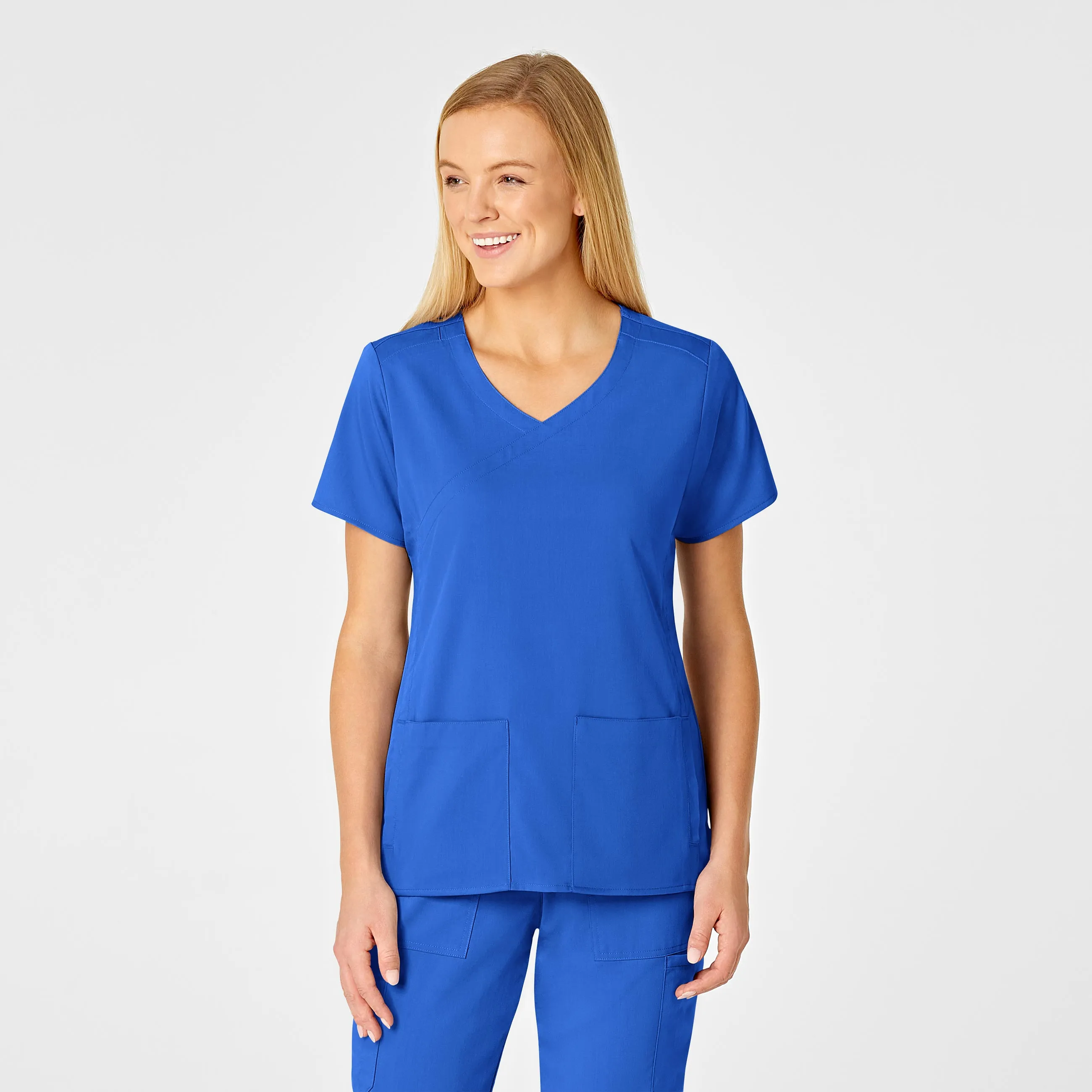 PRO Women's 4 Pocket Wrap Scrub Top - Royal