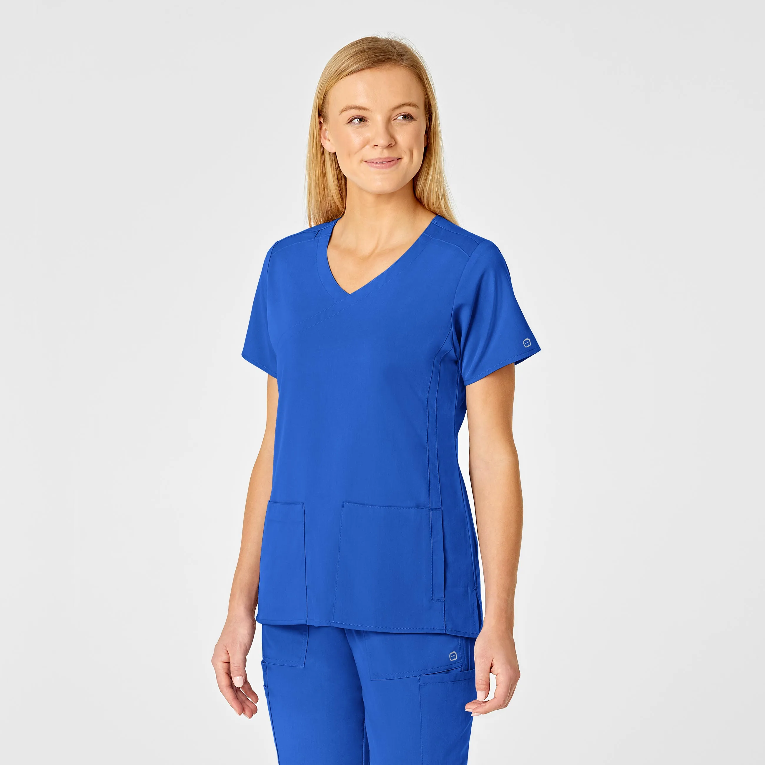 PRO Women's 4 Pocket Wrap Scrub Top - Royal