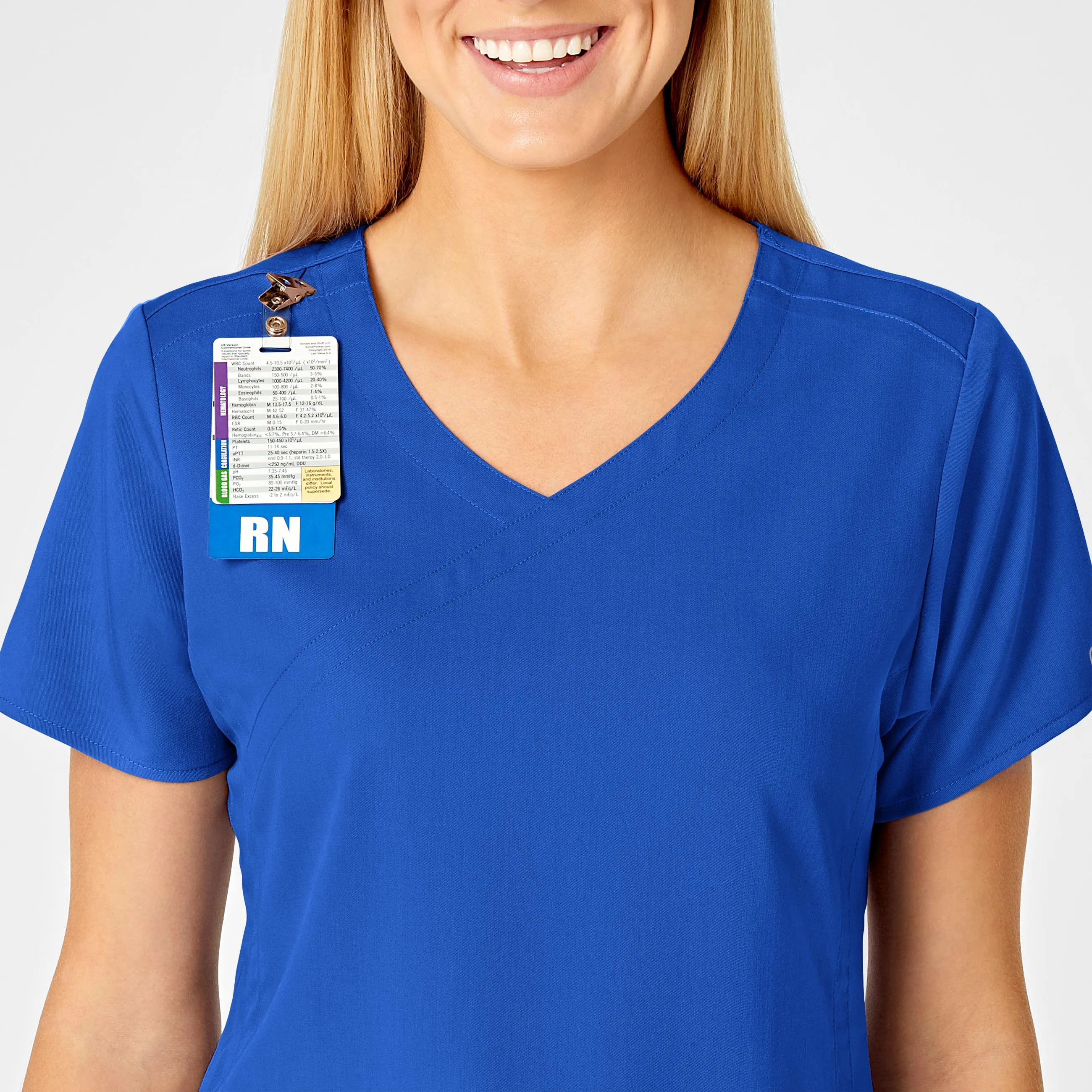 PRO Women's 4 Pocket Wrap Scrub Top - Royal