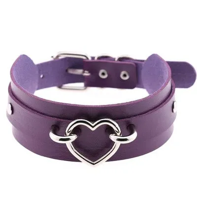 Purple and Silver Heart Choker