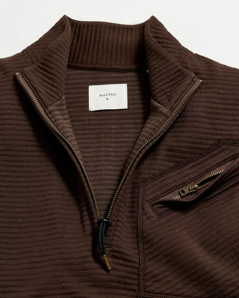 Quilted Half Zip - Chocolate