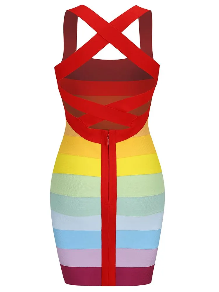 Rainbow Bandage Dress