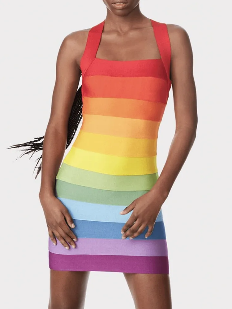 Rainbow Bandage Dress