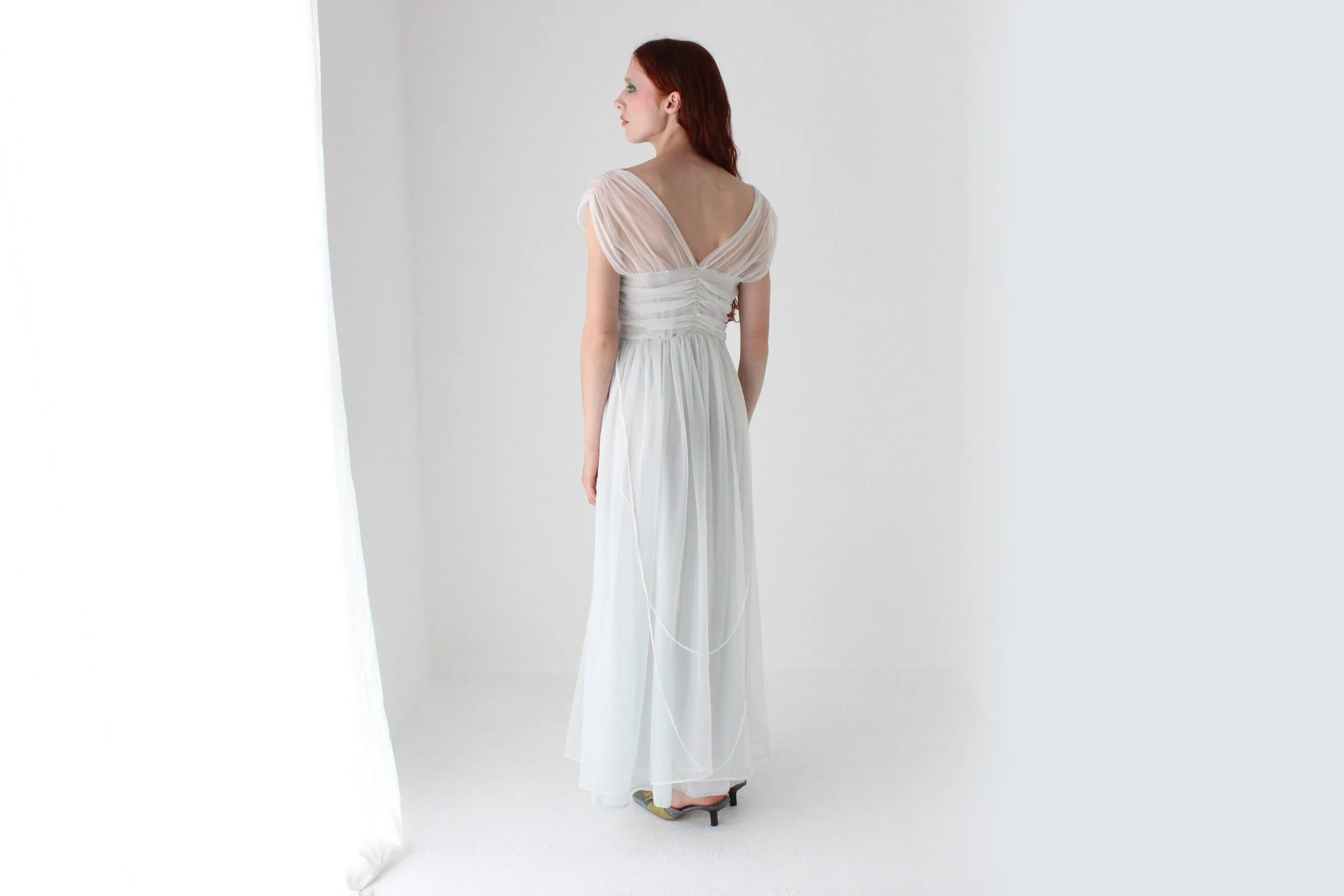 Rare 1950s Delicate Pastel Nylon Nightgown Boudoir Dress