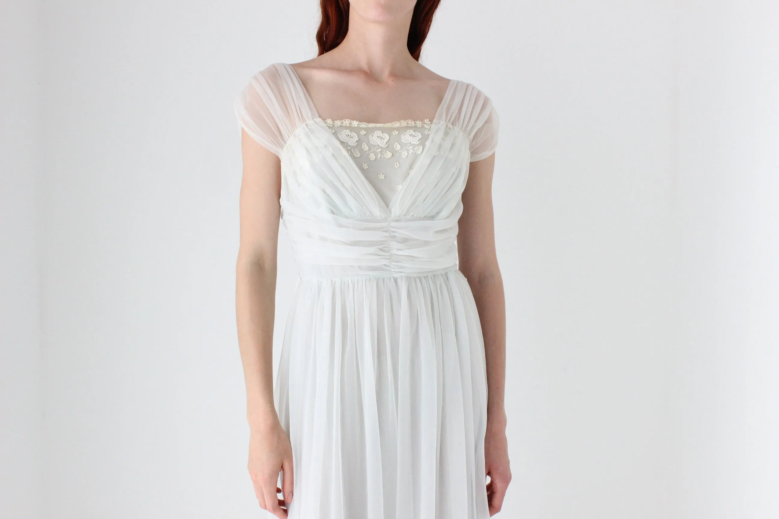 Rare 1950s Delicate Pastel Nylon Nightgown Boudoir Dress