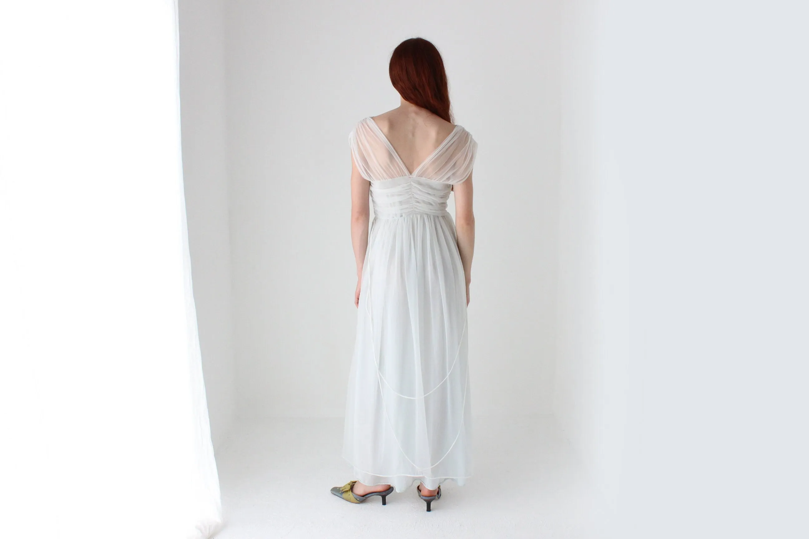 Rare 1950s Delicate Pastel Nylon Nightgown Boudoir Dress