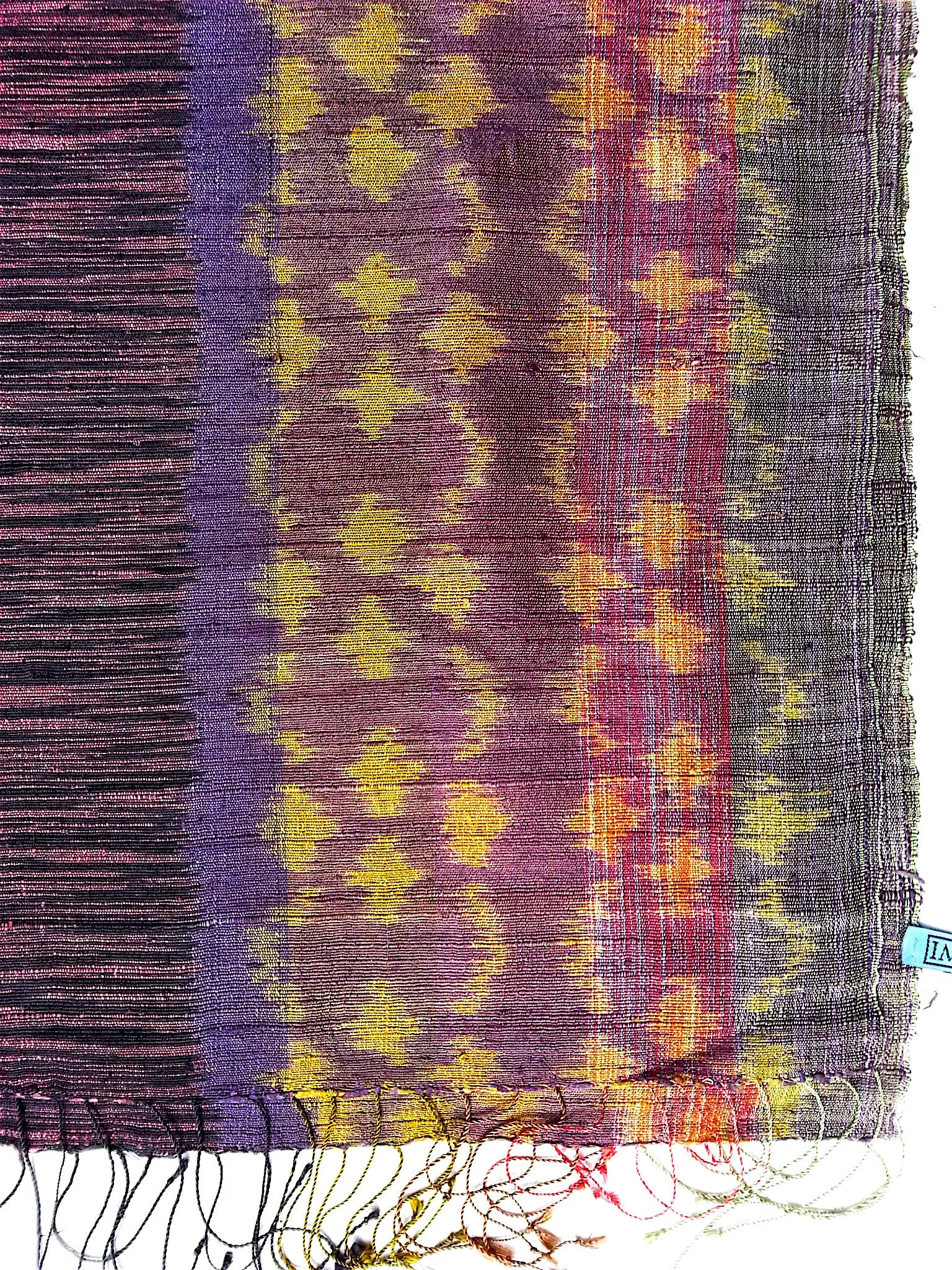 Raw Silk Ikat Shawl One Of A Kind Black Amethyst