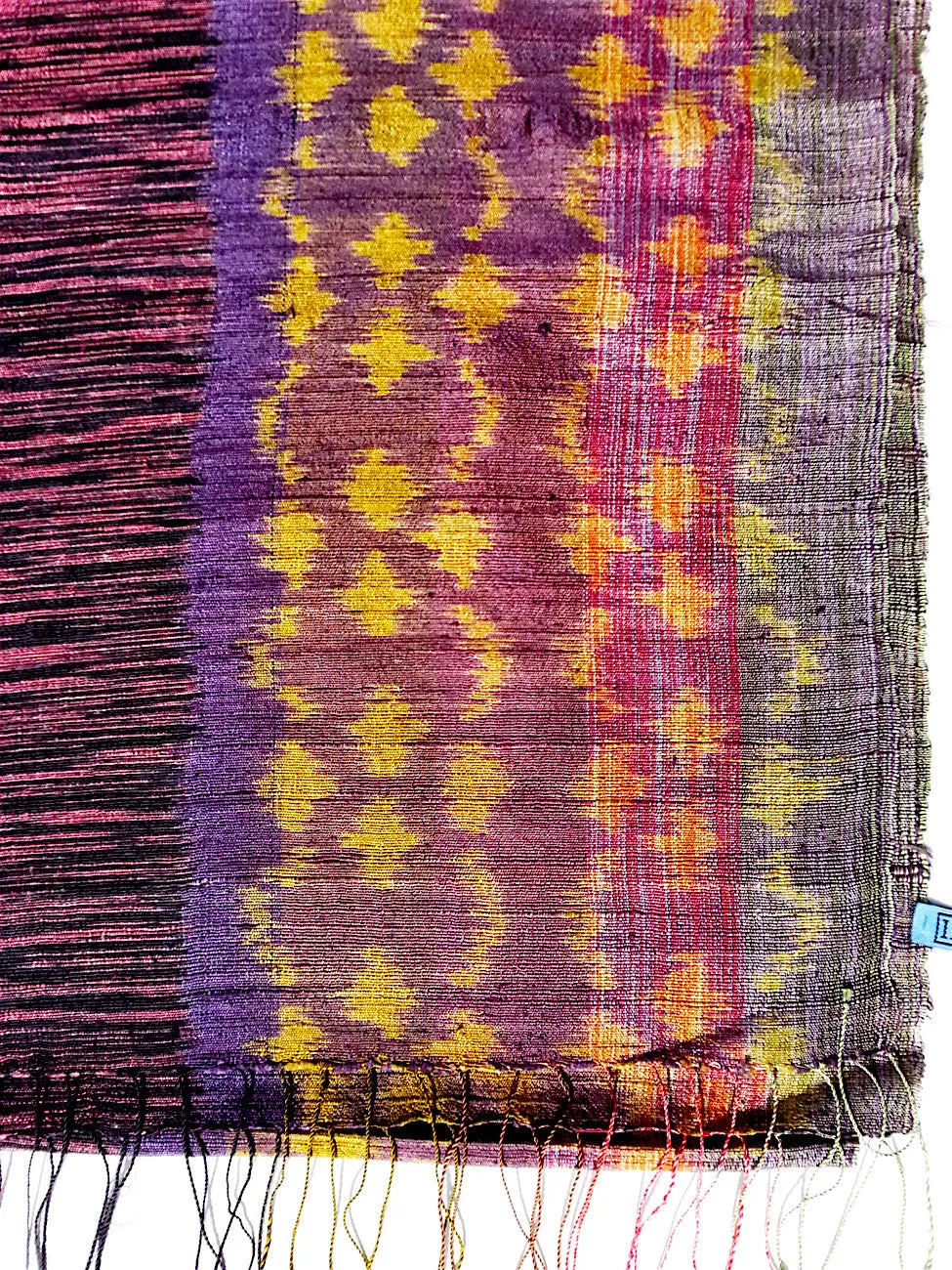 Raw Silk Ikat Shawl One Of A Kind Black Amethyst