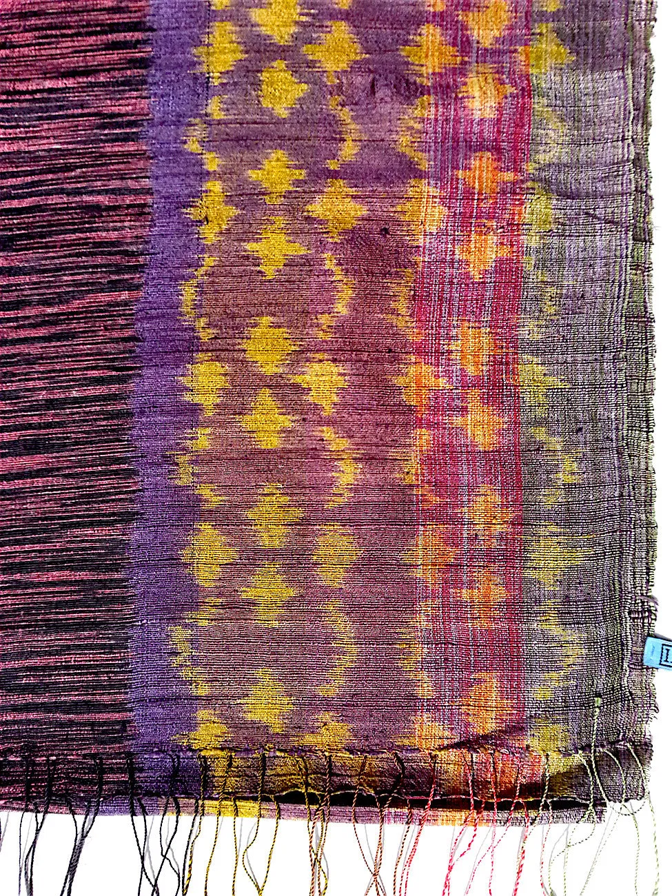 Raw Silk Ikat Shawl One Of A Kind Black Amethyst