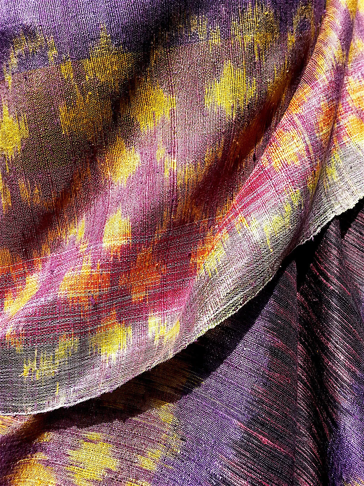 Raw Silk Ikat Shawl One Of A Kind Black Amethyst