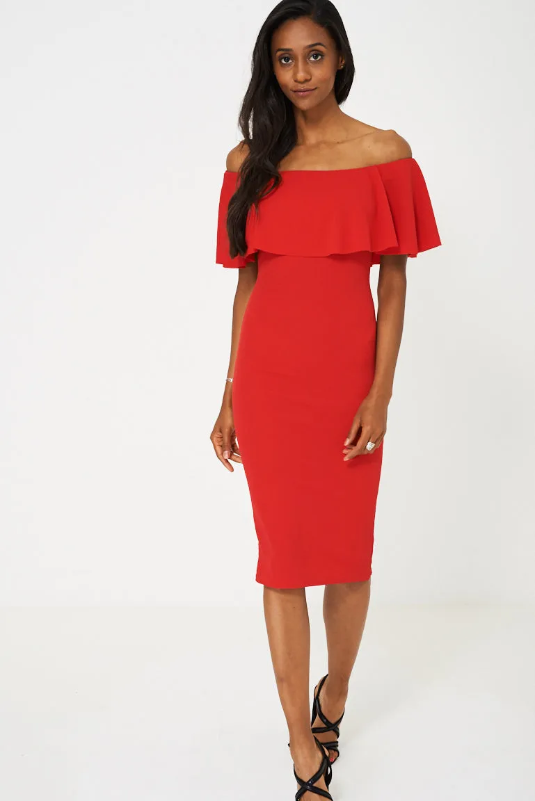 Red Bardot Bodycon Dress