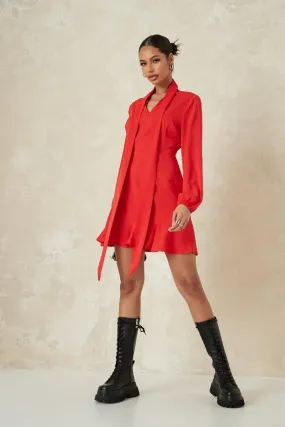 Red Mini Full Sleeve Dress