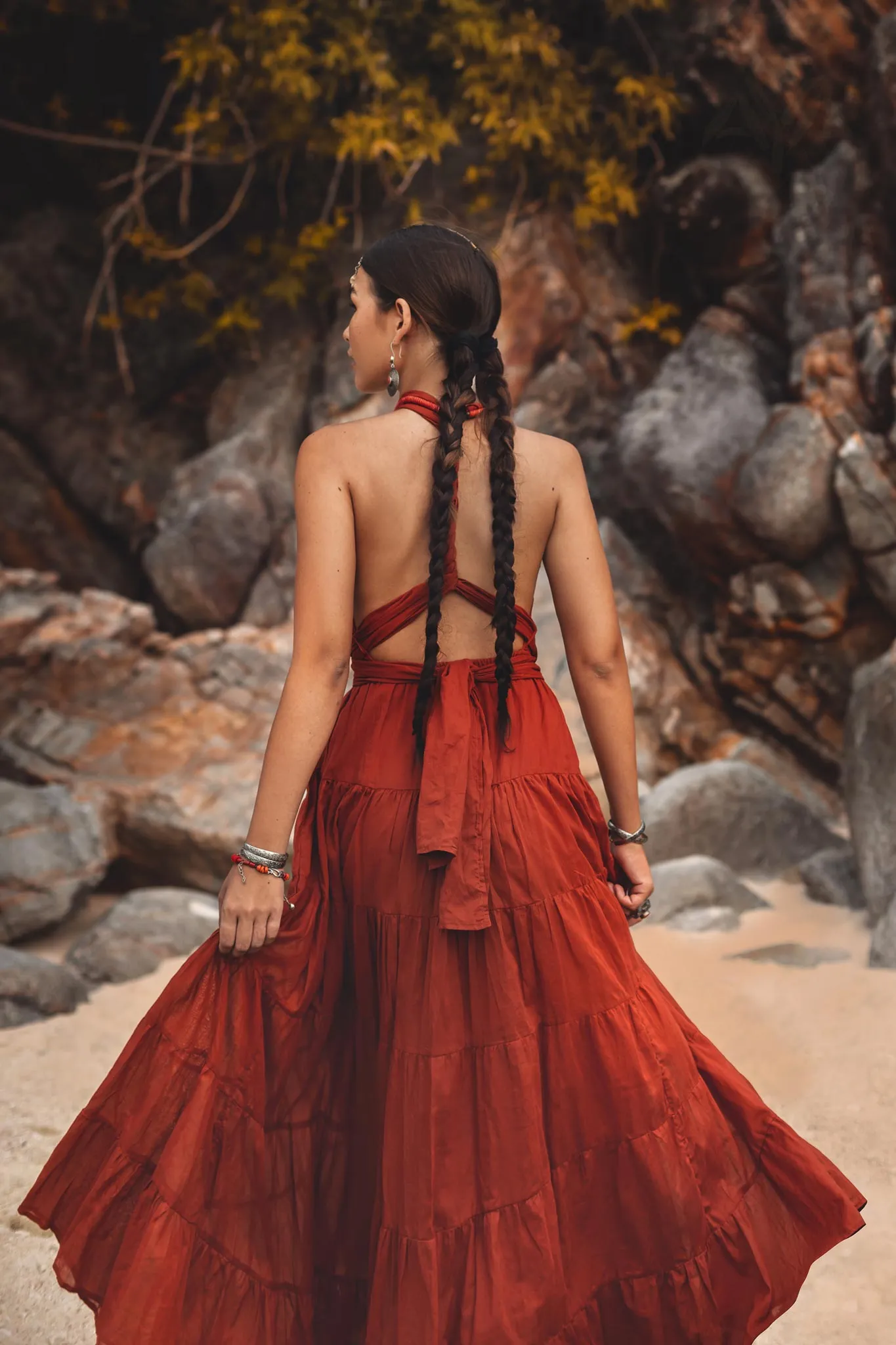 Red Multiway Dress • Beach Adjustable Dress • Boho Sleeveless Dress