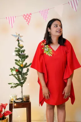 Red Rayon Kaftan - Evergreen