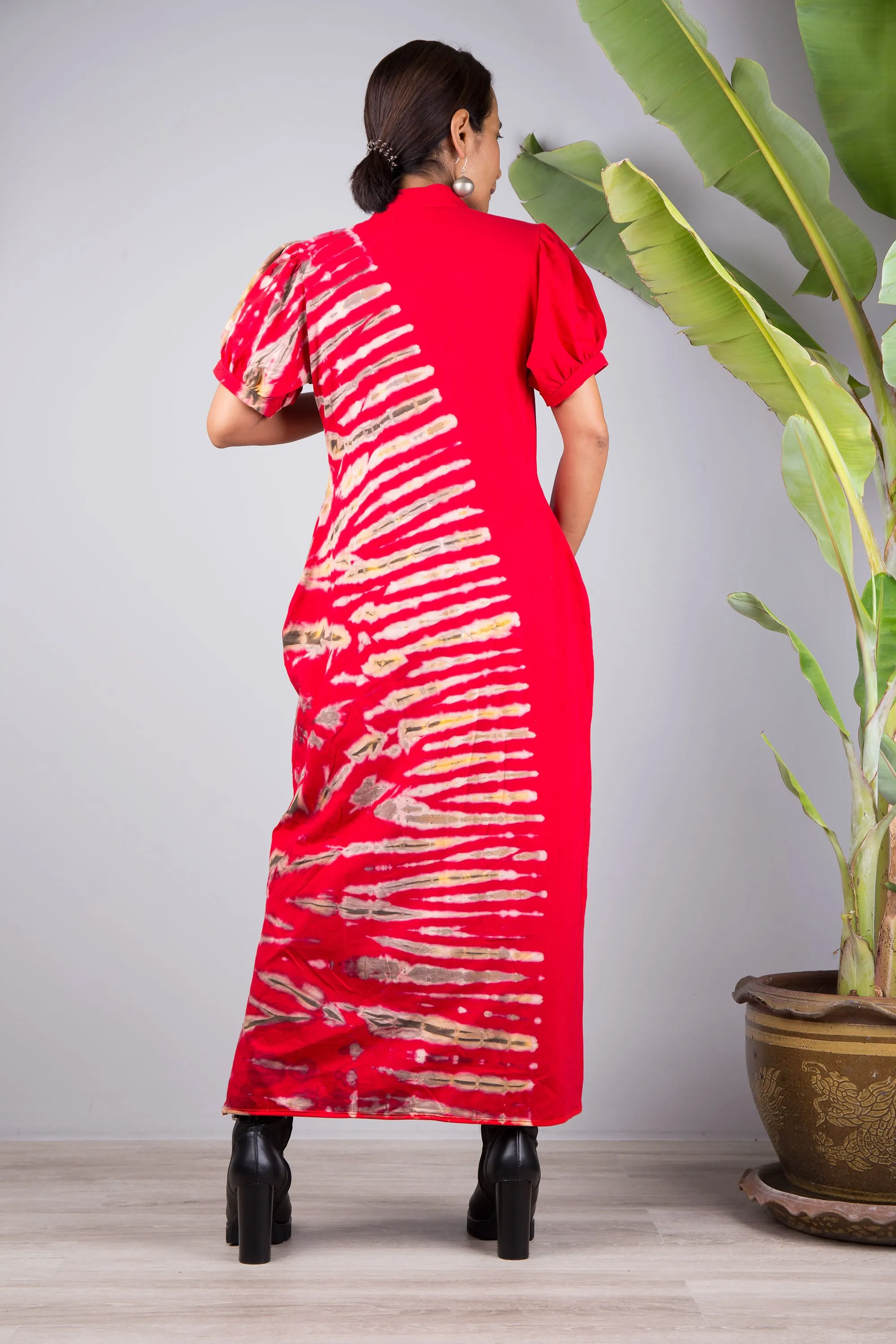 Red Tie Dye Split Dress