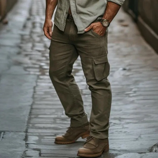 Retro Casual Slim Fit Multi-Pocket Cargo Pants