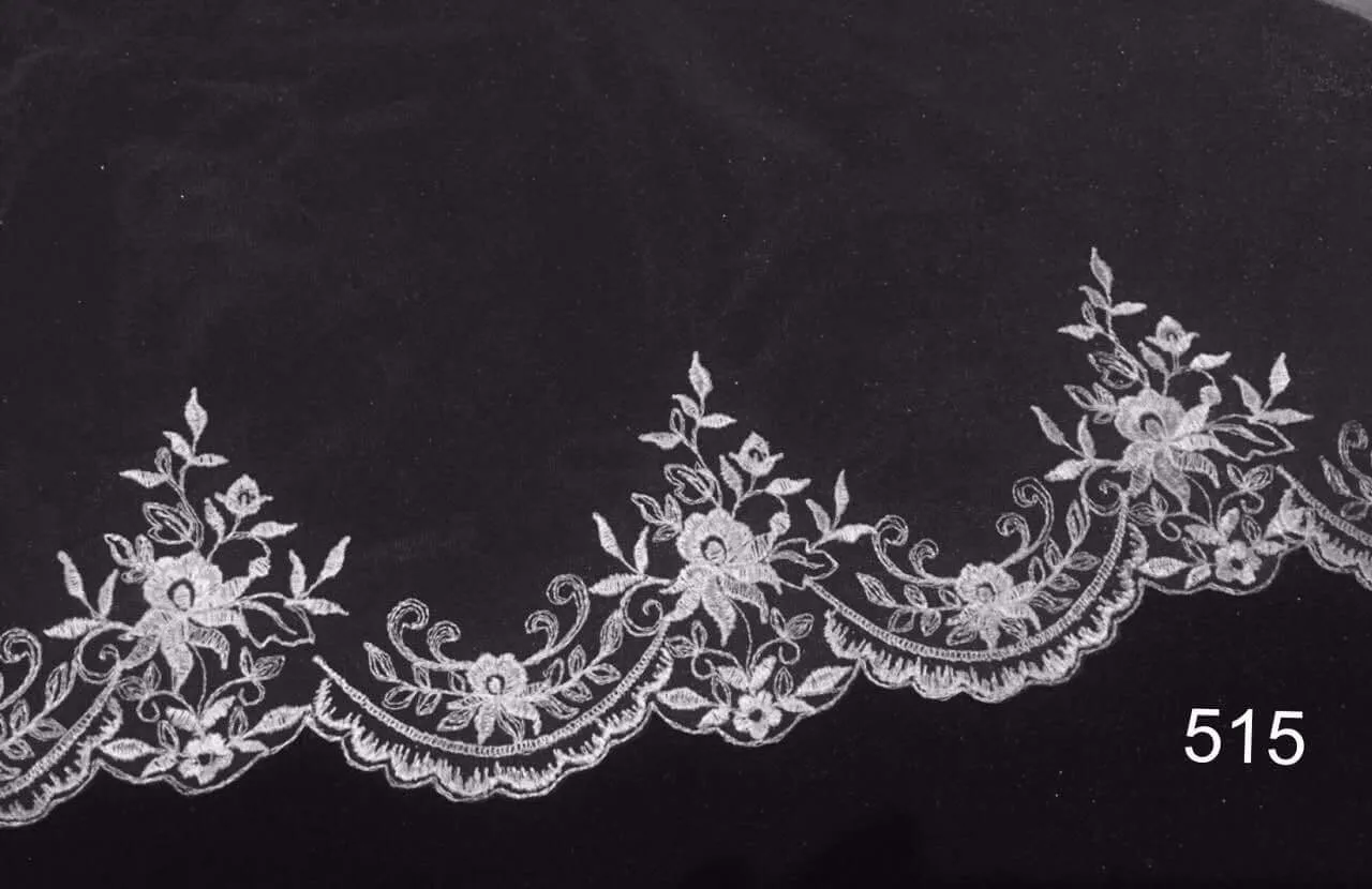 Royal Veil with Embroidery - Single Layer