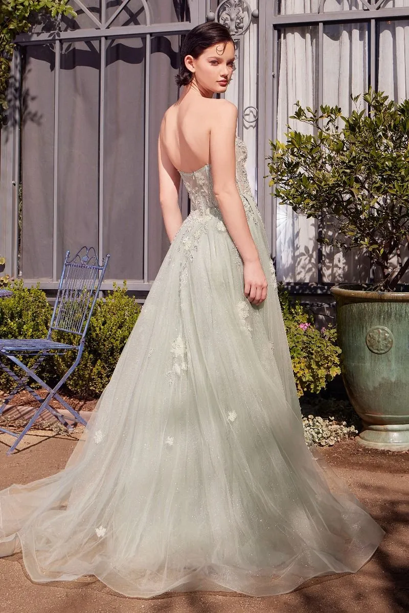 Sage Green Strapless Ball Gown