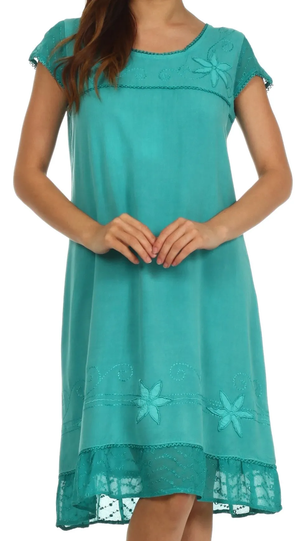 Sakkas Lilliana Embroidered Rayon Dress