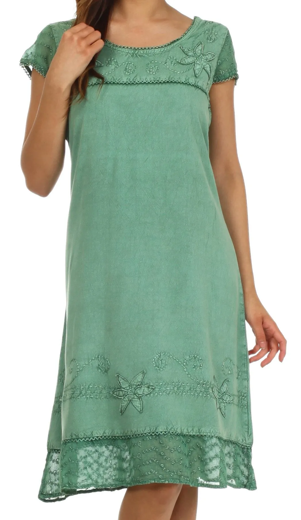 Sakkas Lilliana Embroidered Rayon Dress