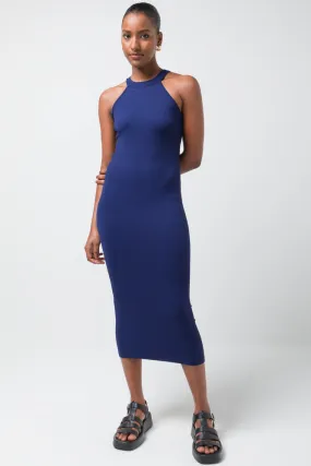 Seam Free Bodycon Halter Dress Navy