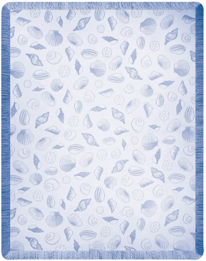 Seashells Natural/Periwinkle Rayon Throw Blanket