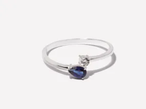 Serpentine Sapphire Silver Ring