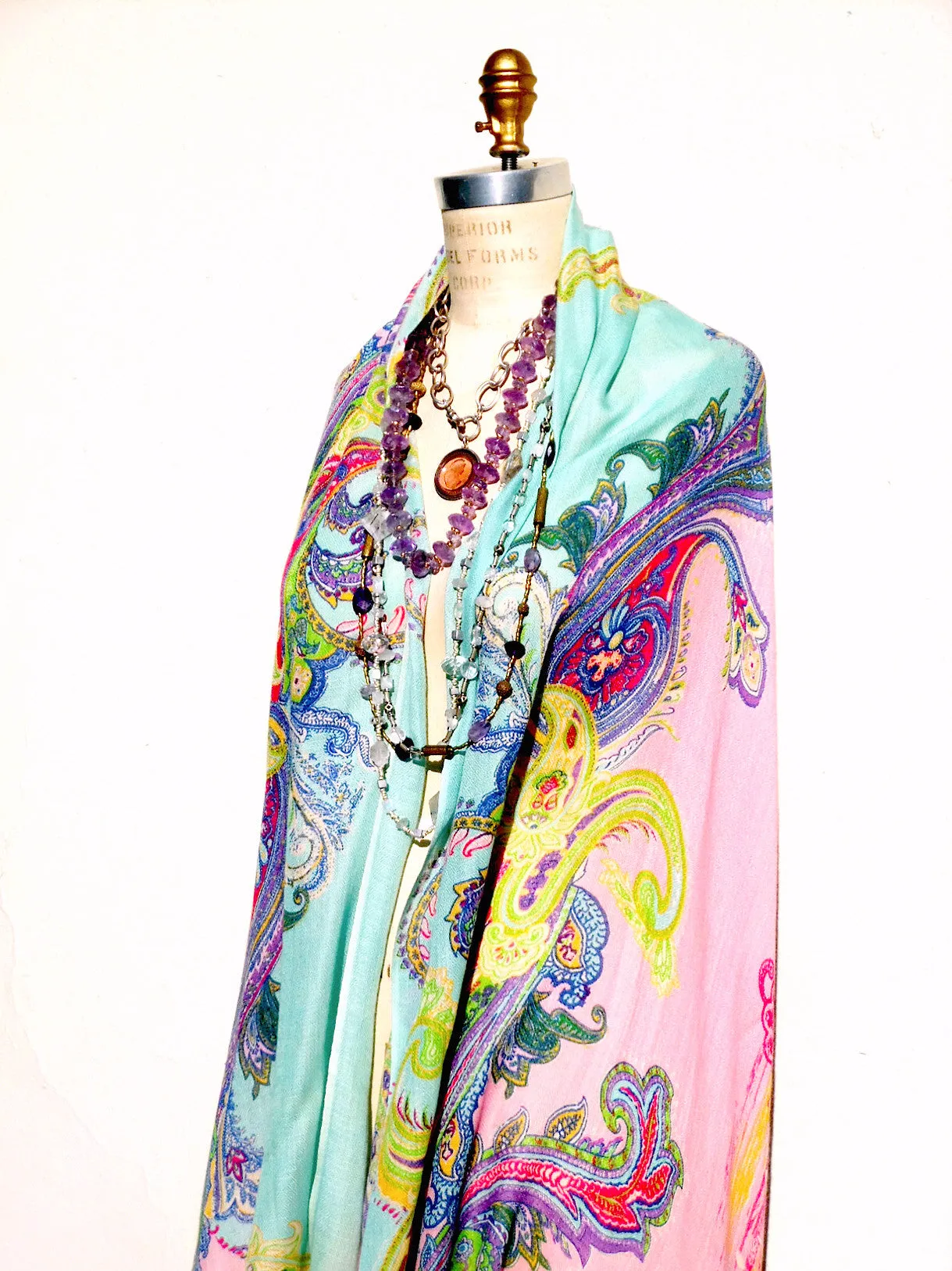 Shawl Silk And Cashmere Art Nouveau