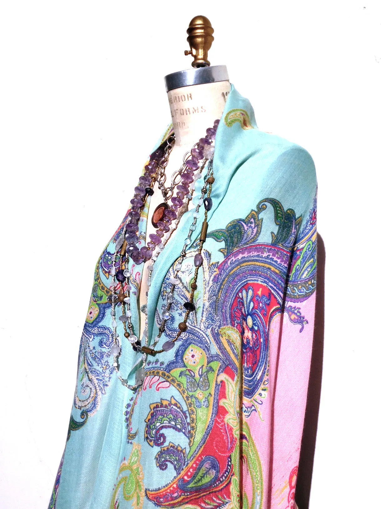 Shawl Silk And Cashmere Art Nouveau