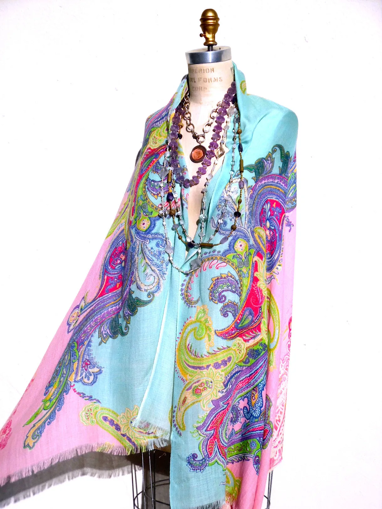 Shawl Silk And Cashmere Art Nouveau