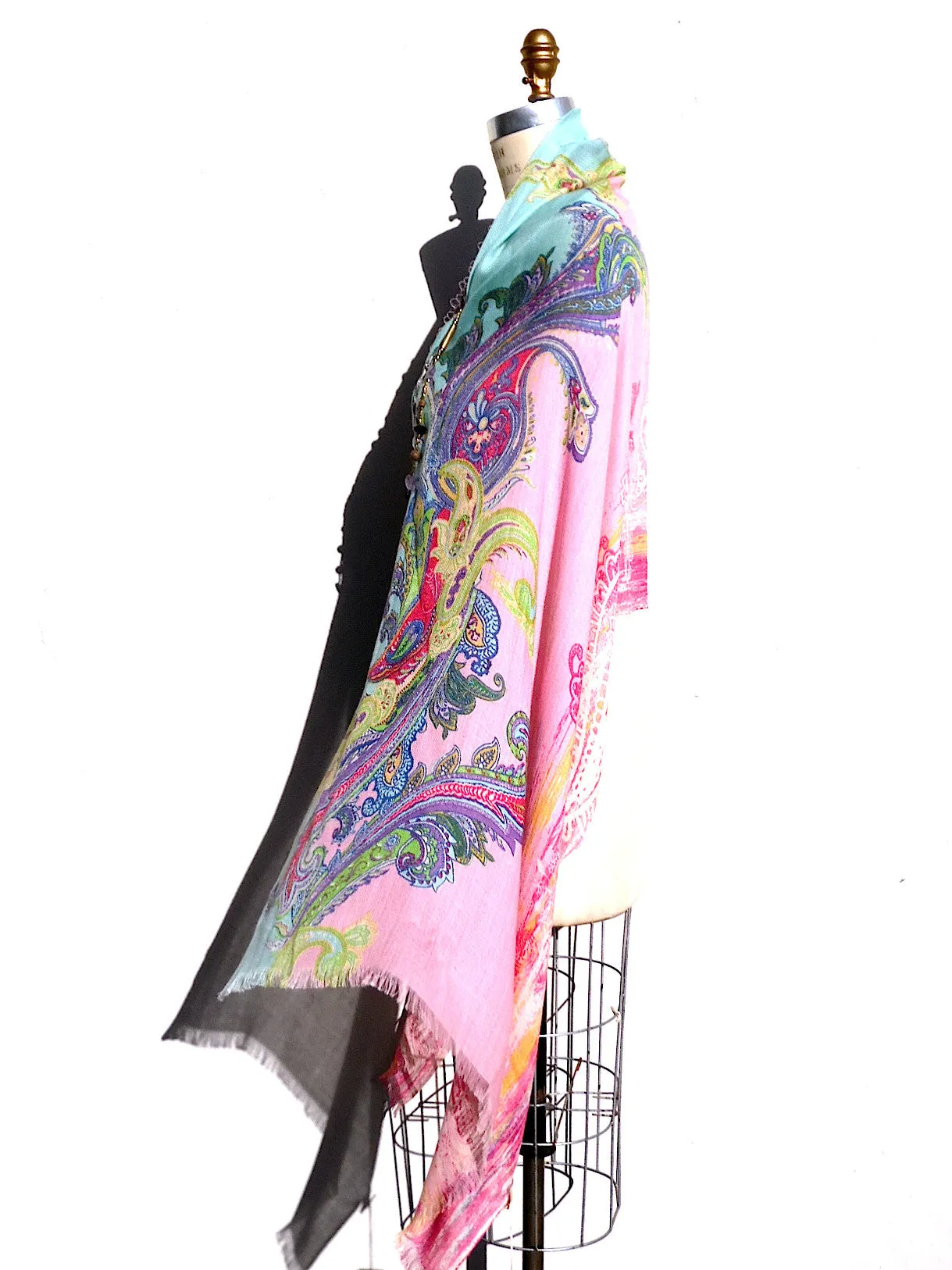 Shawl Silk And Cashmere Art Nouveau