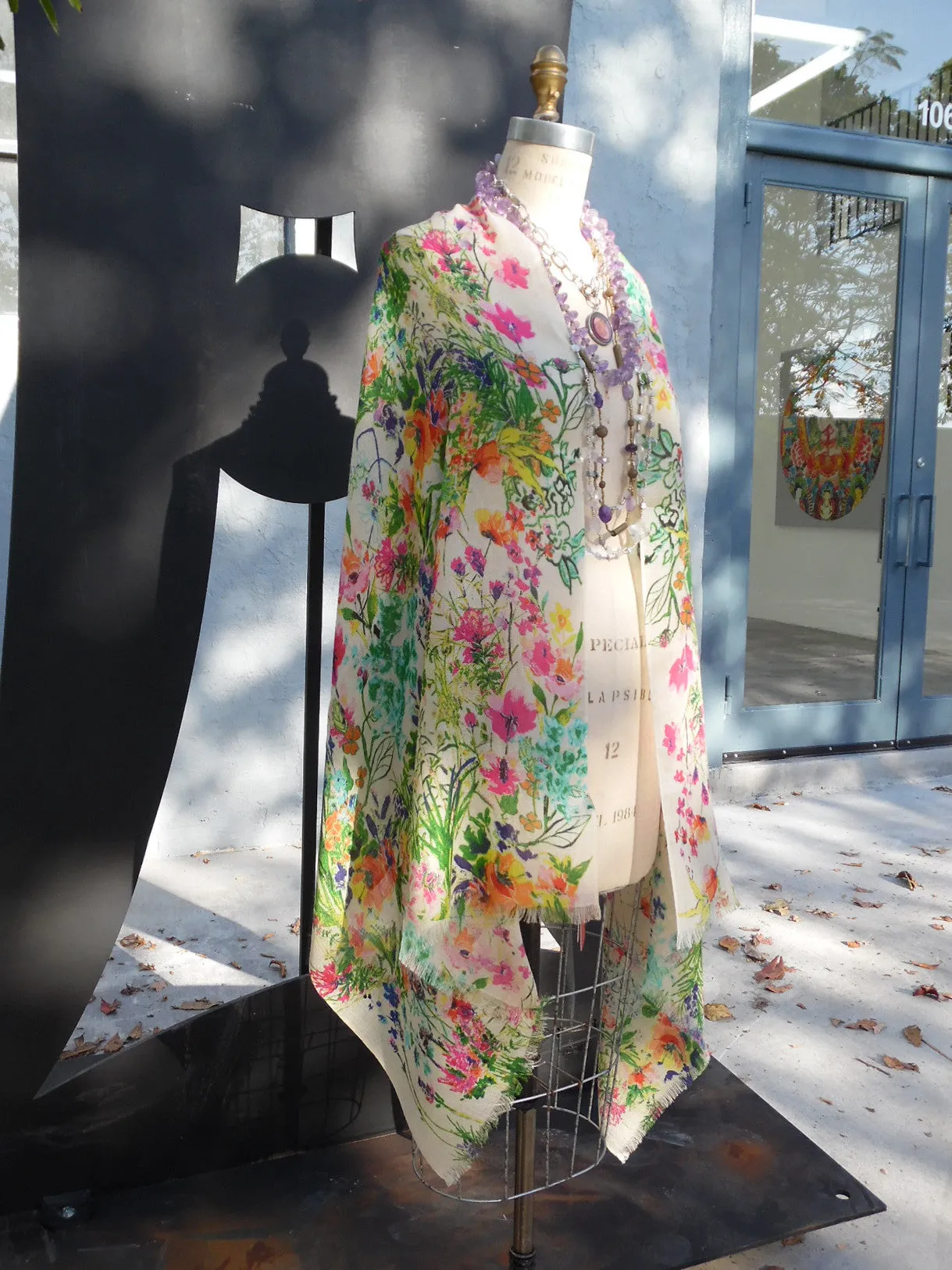 Shawl Silk And Cashmere Bright Floral