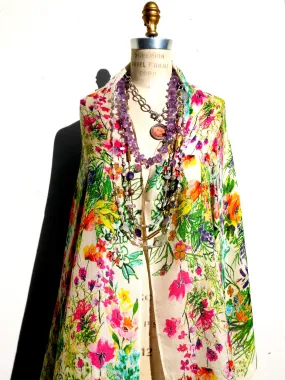 Shawl Silk And Cashmere Bright Floral