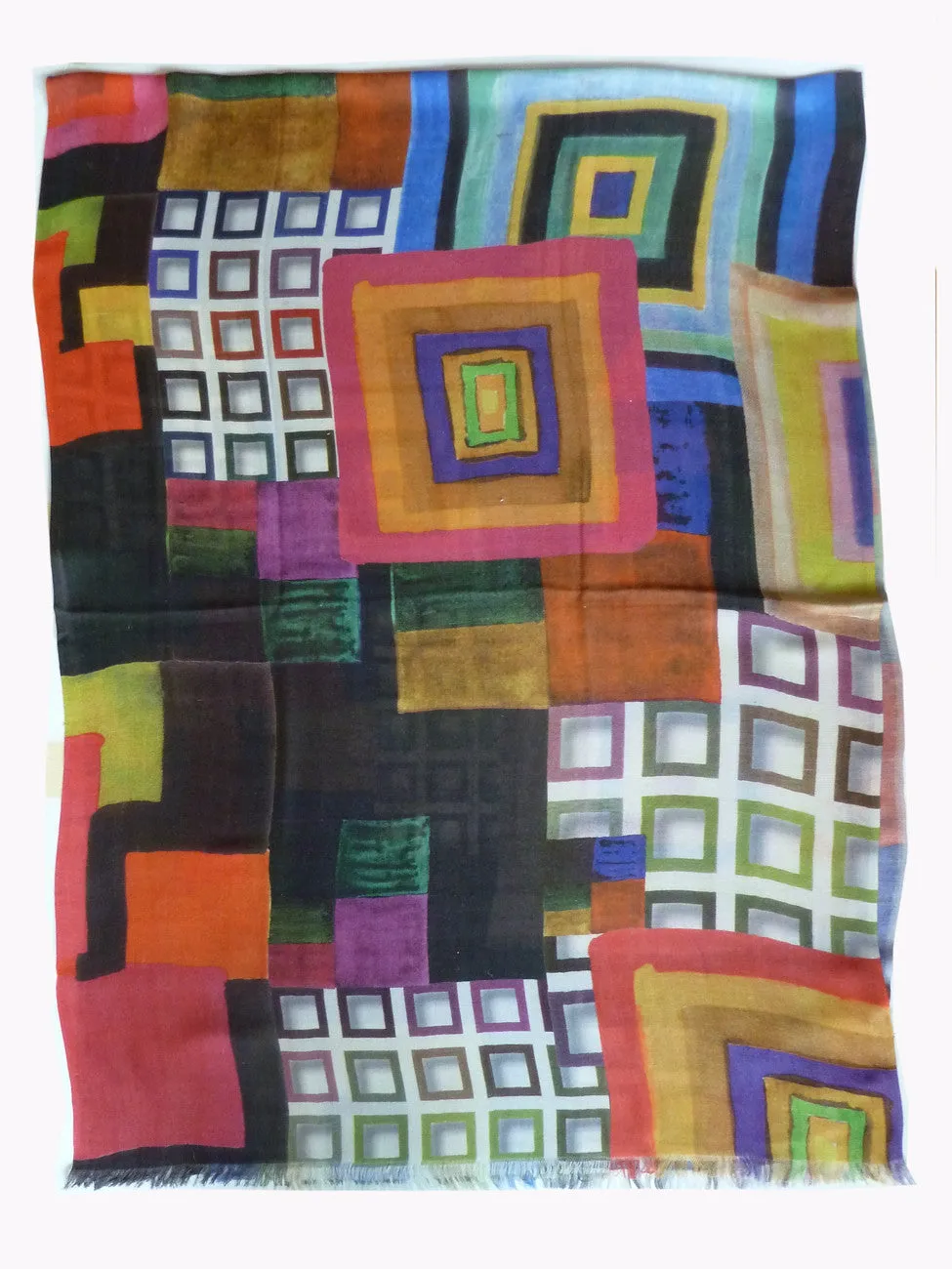 Shawl Silk And Cashmere Colorblock Multicolor