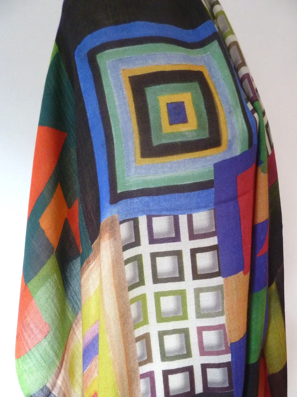 Shawl Silk And Cashmere Colorblock Multicolor