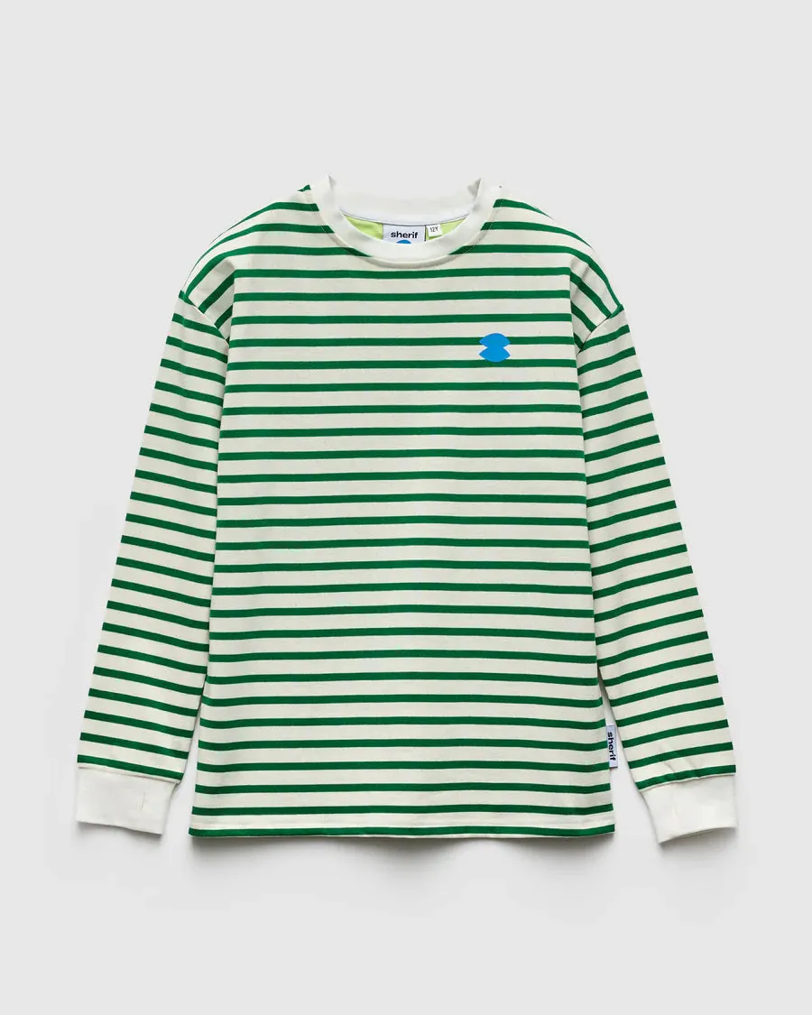 Sherif Pepe Long Sleeve Stripe Tee Green/White