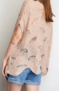 Short Sleeve Open Knit Sweater by Easel