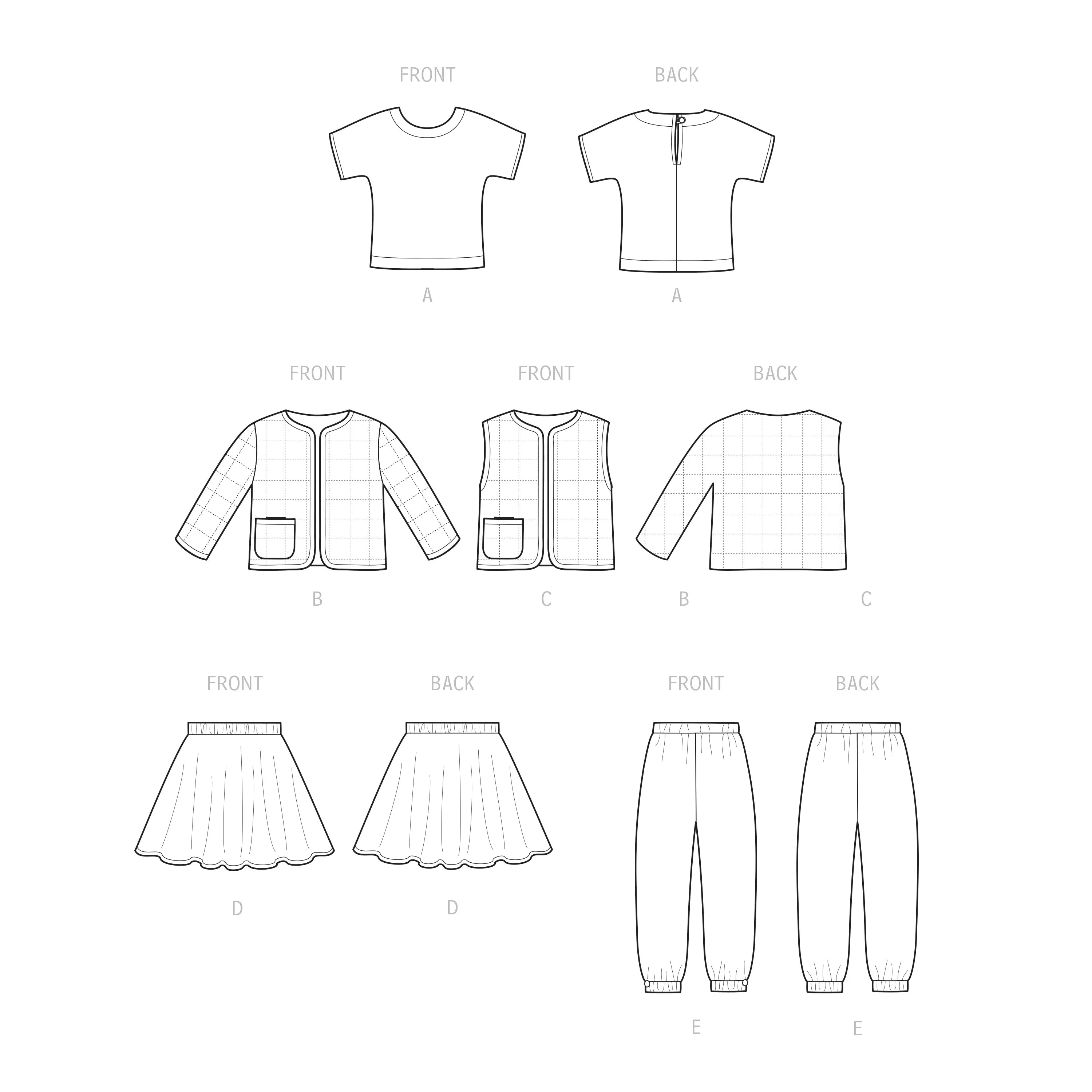 Simplicity Pattern S9485 Toddlers' Knit Top, Jacket, Vest, Skirt and Pants