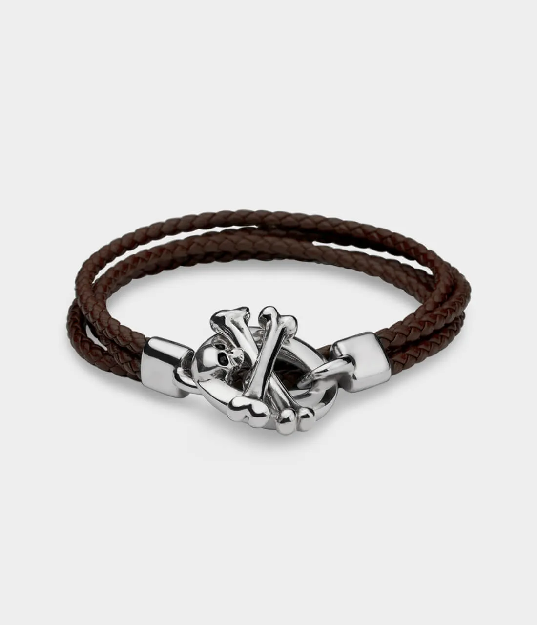 Skull & Crossbones Leather Bracelet