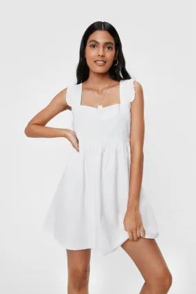 Sleeveless Ruffle Strap Mini Smock Dress