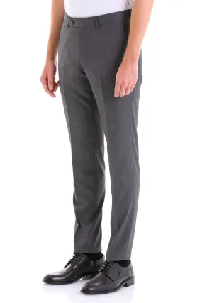 Slim Fit Side Pocket Low Waist Unpleated Black Dress Pants, Gray