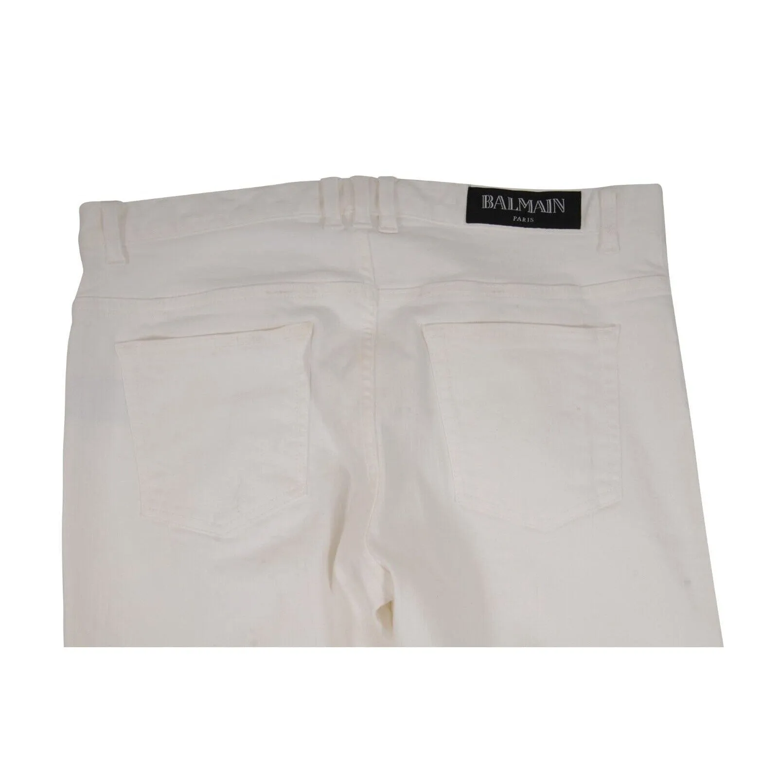 Slim Jeans White 5 Pocket Cotton Stretch Denim