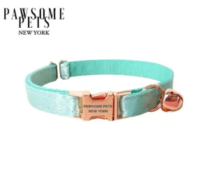 SMALL SIZE DOG & CAT COLLAR - SILVER MINT GREEN